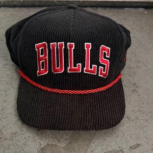 Retro Chicago Bulls NBA Black Corduroy New Era Golfer Rope Snapback Cap Hat